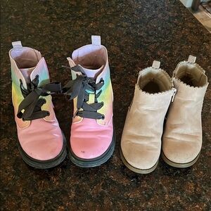 Kids Pink and Beige Boots Set